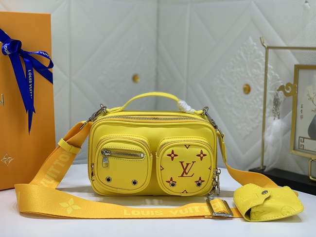 Louis Vuitton Full Leather Double Pocket Fabric Shoulder Strap Crossbody Bag Code: M80450/M59244