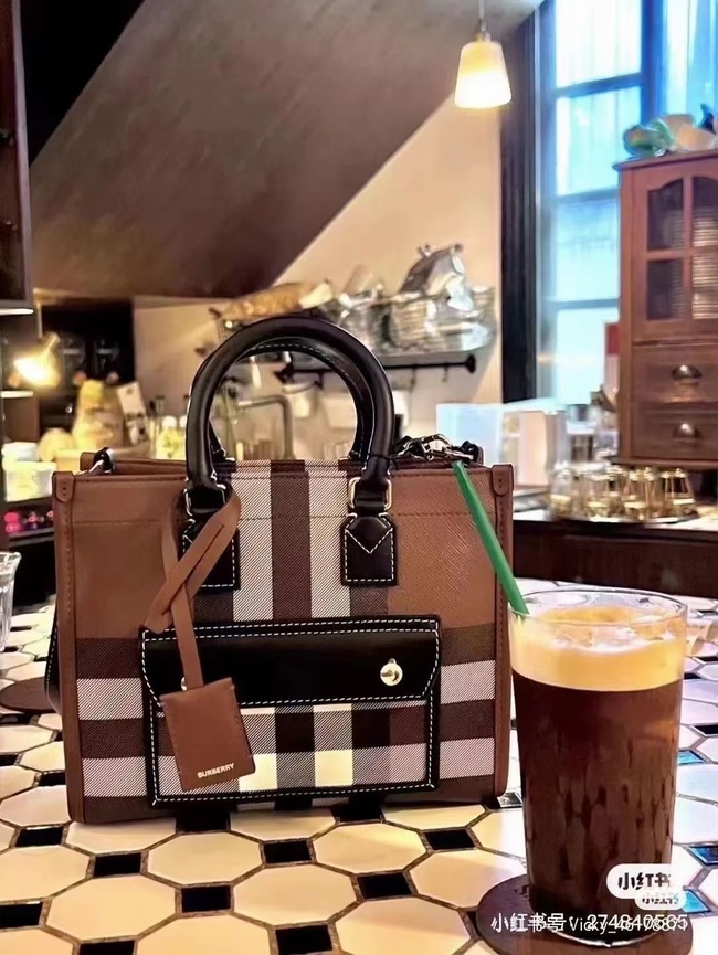 Burberry Birch Brown Check Freya Tote Bag