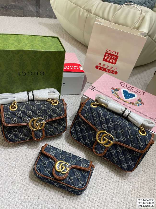 Gucci Double G Denim Crossbody Bag