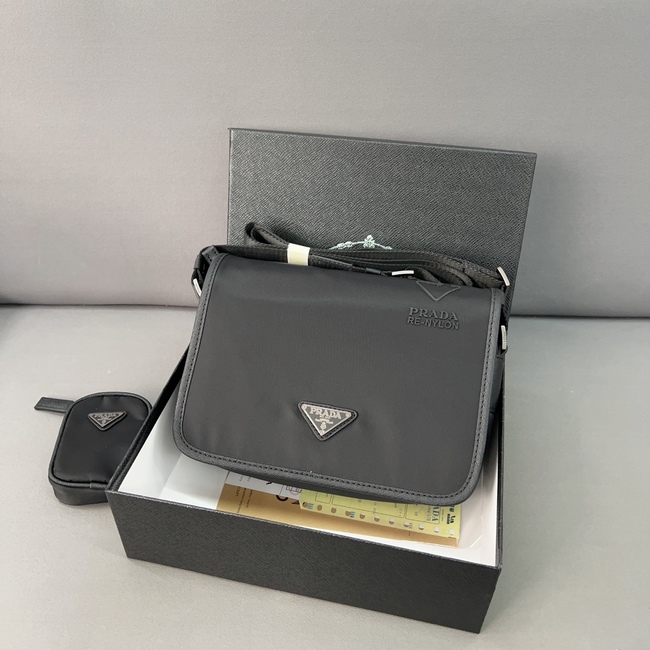 Prada Saffiano 2-In-1 Nylon Triangle Logo Flap Messenger Bag Shoulder Bag Code: 2Vd039