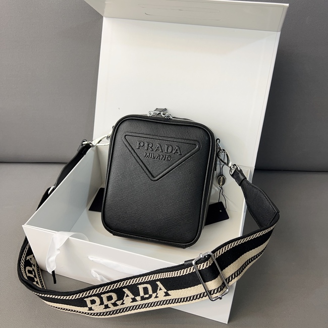Prada Triangle Leather Messenger Bag