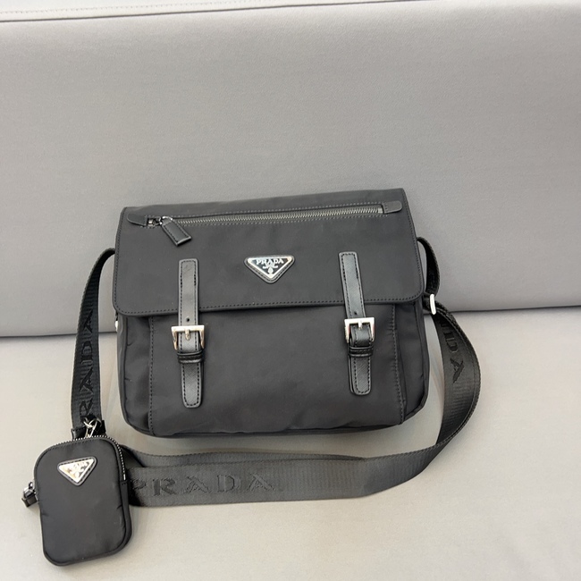 Prada Nylon 2-In-1 Triangle Logo Flip Messenger Bag Shoulder Bag