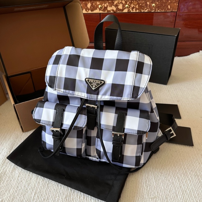 Prada 23 New Imported Tarpaulin Fabric Plaid Shoulders