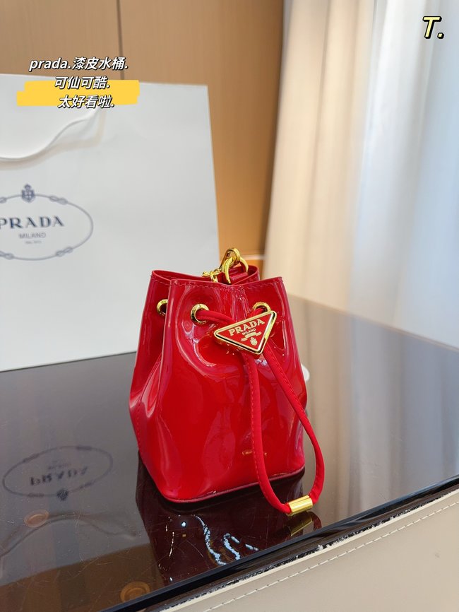 Prada Mini Patent Leather Bucket Bag 