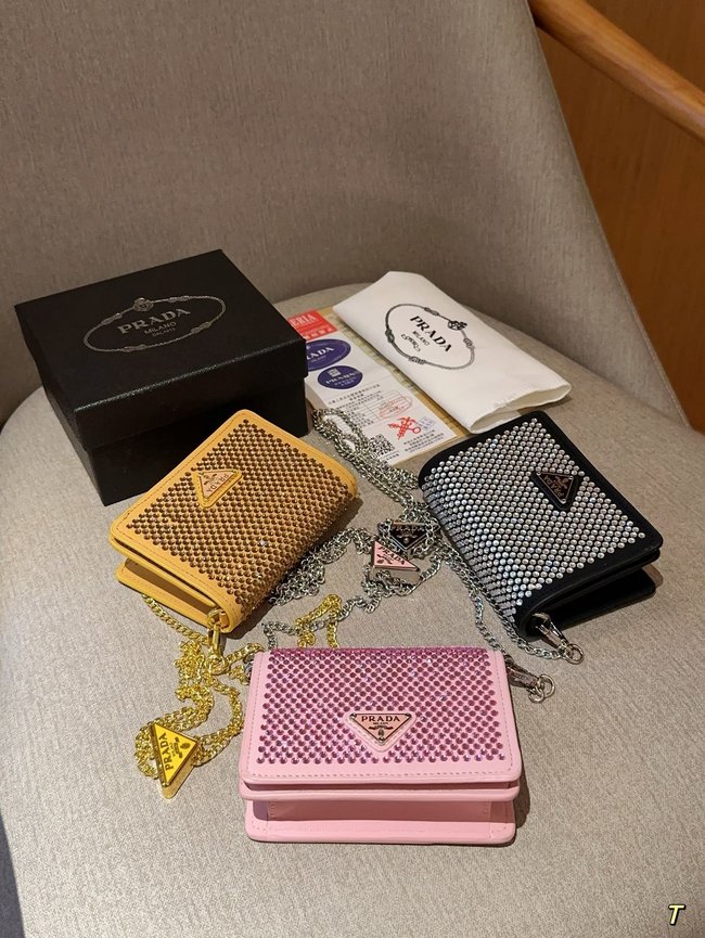 Prada Hot Diamond Full Diamond Coin Purse Chain Bag 