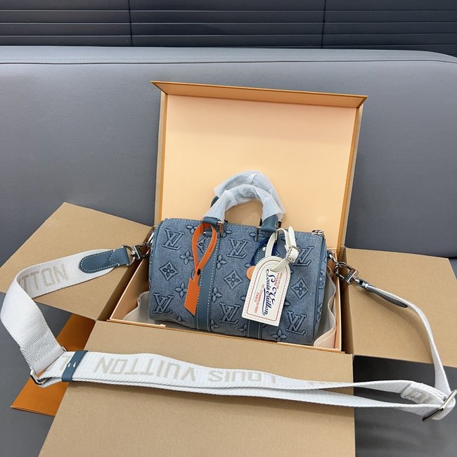 Louis Vuitton Keepall 25 Series Denim Handbag 